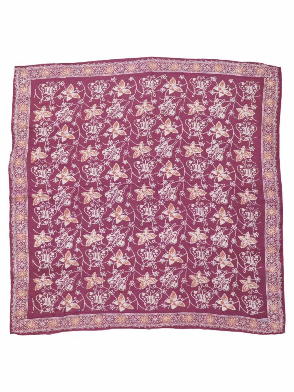 Large 39" Batik Bandana, Royal Flutter, Purple Butterfly